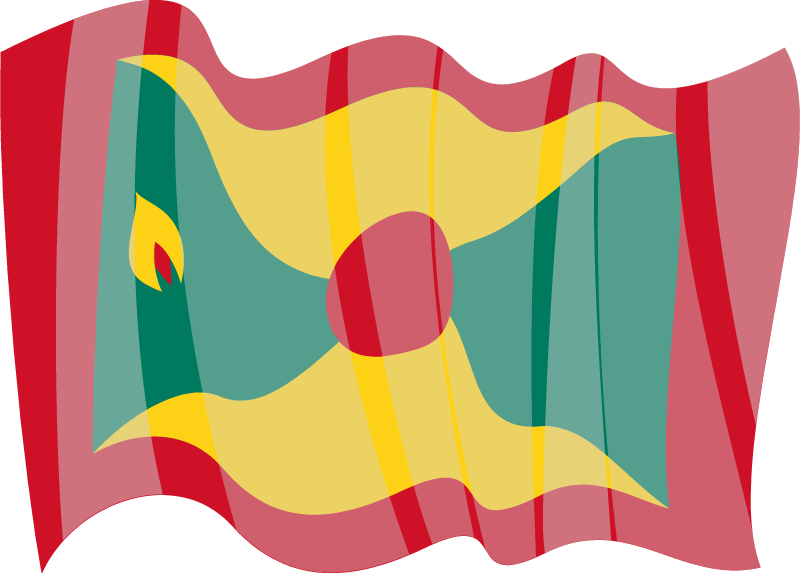 Grenadian National Flag Waving in Motion