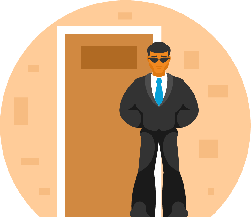 Guard at the Door Providing Safety