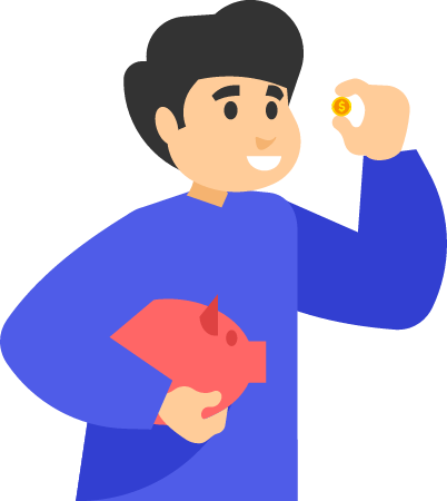 Guy Holding Piggy Bank for Savings