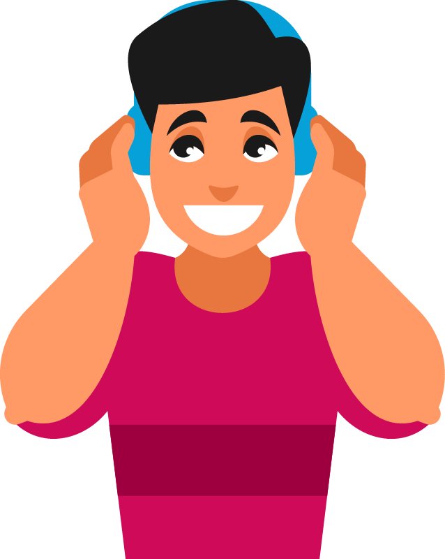 Guy Listening to Music with Headphones