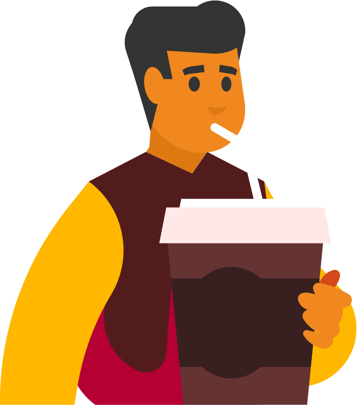 Guy Sipping Beverage Relaxedly
