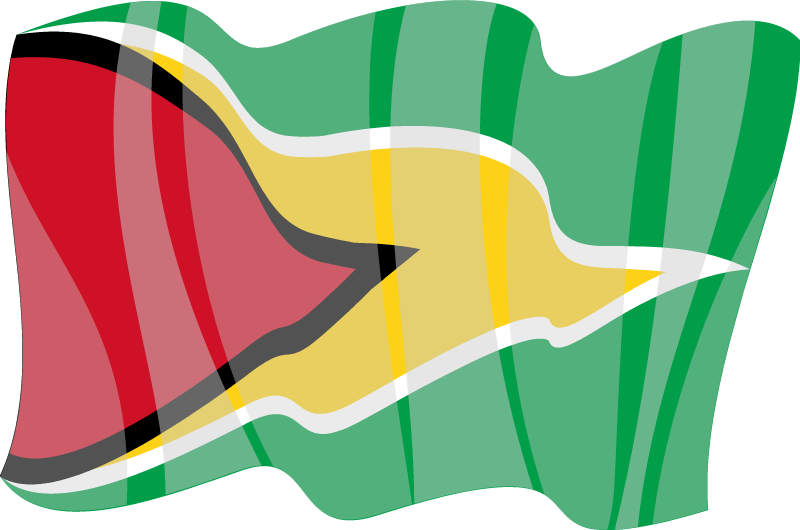 Guyanese National Flag in Waving Display
