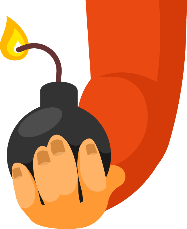 Hand Holding Lit Bomb Ready to Detonate