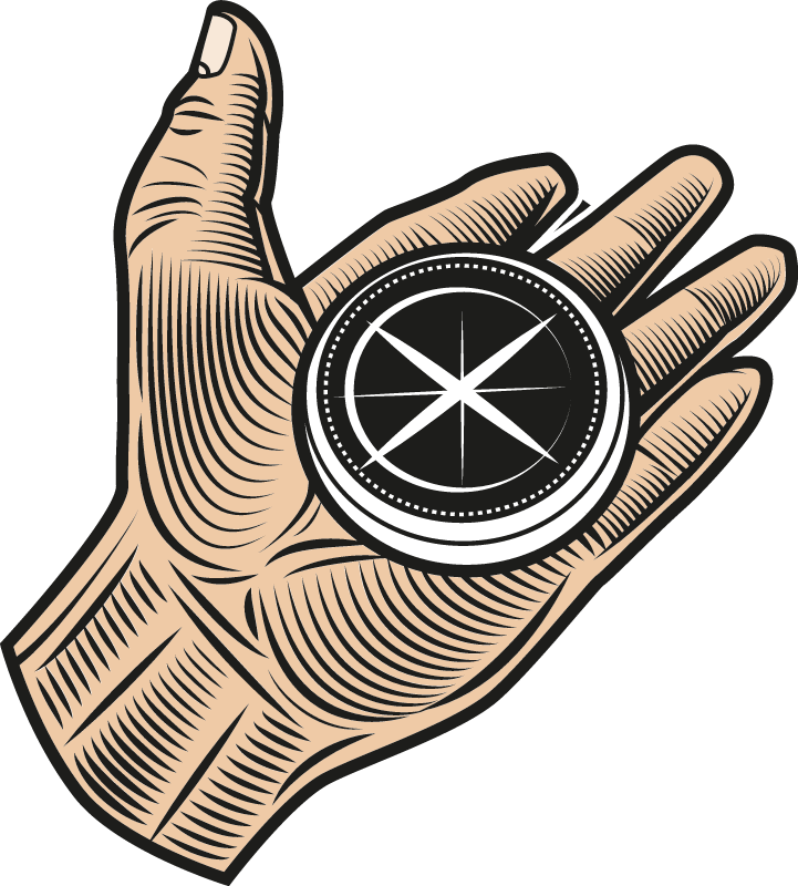 Hand with Compass Depicting Navigation