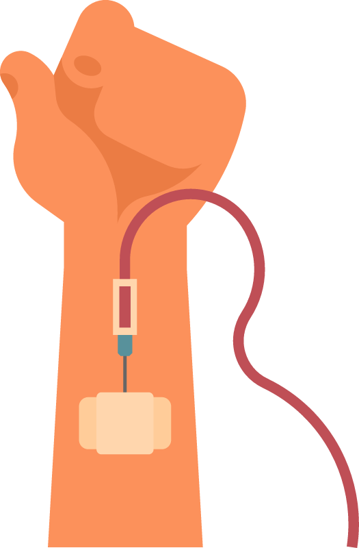 Hand with Inserted Dripper for IV Therapy