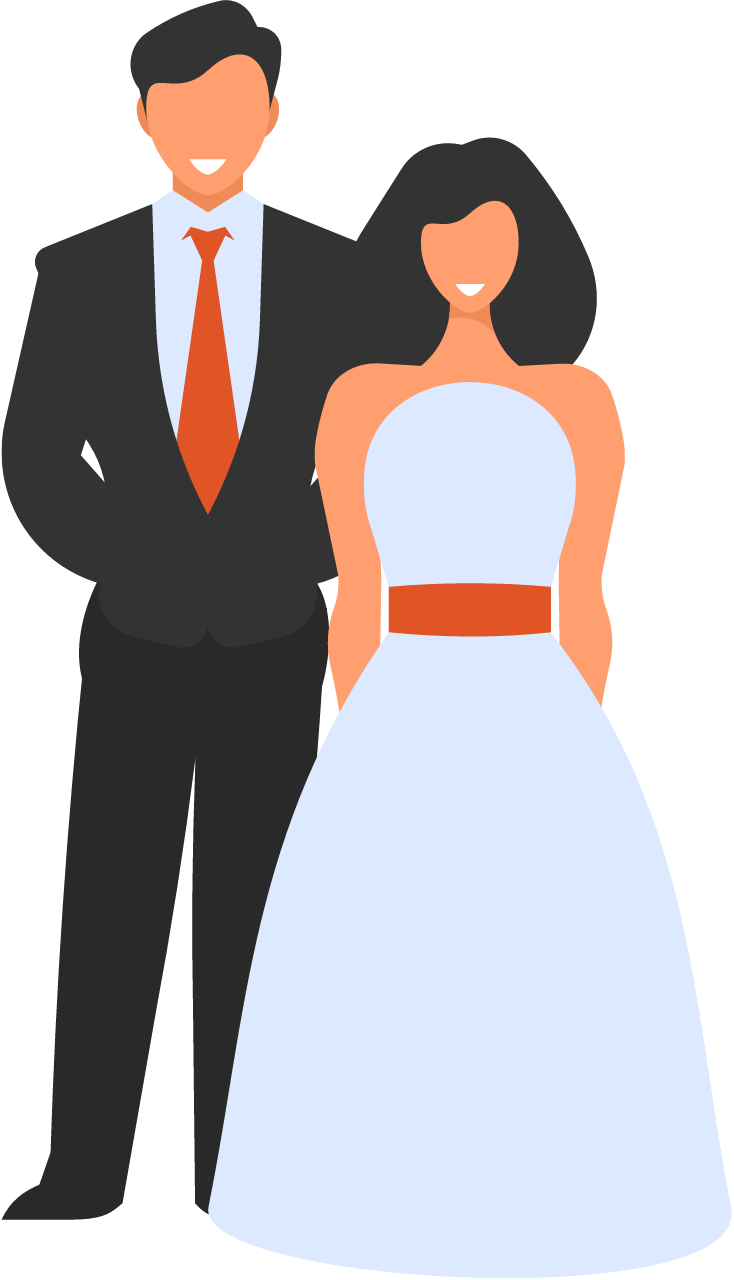 Happily Married Couple at Ceremony