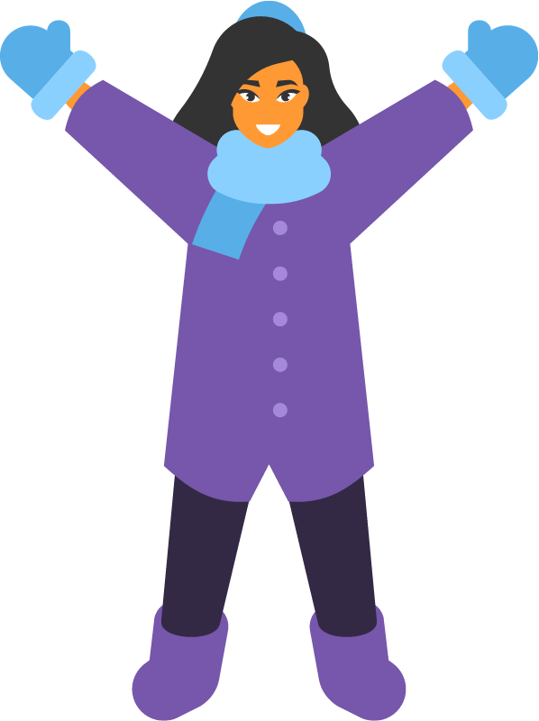 Happy Girl Enjoying Winter in Warm Clothes