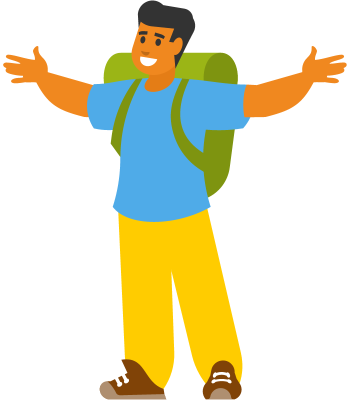 Happy Tourist Exploring Nature Joyfully