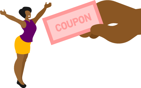 Happy Woman Receiving a Gift Coupon