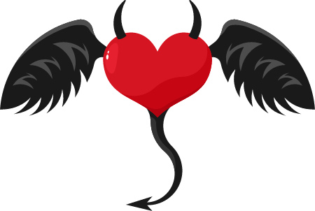 Heart with Black Horns Representing Mischief
