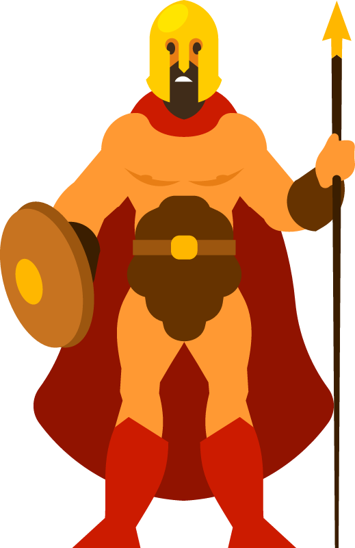 Heroic Spartan Warrior in Battle Pose