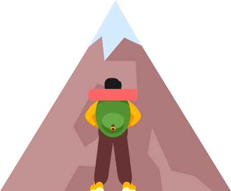 Hiker with a Backpack in Mountain Landscape