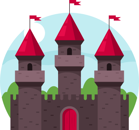 Historic Castle with Tower Flags