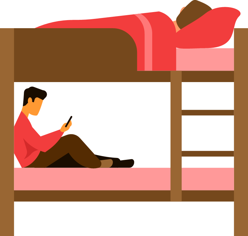 Hostel Dormitory with Bunk Bed Setup