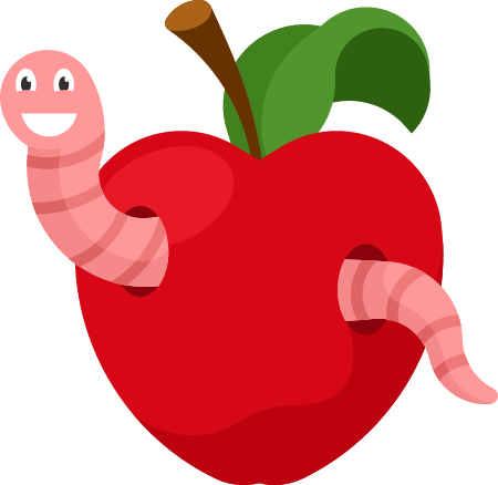 Hungry Worm in an Apple