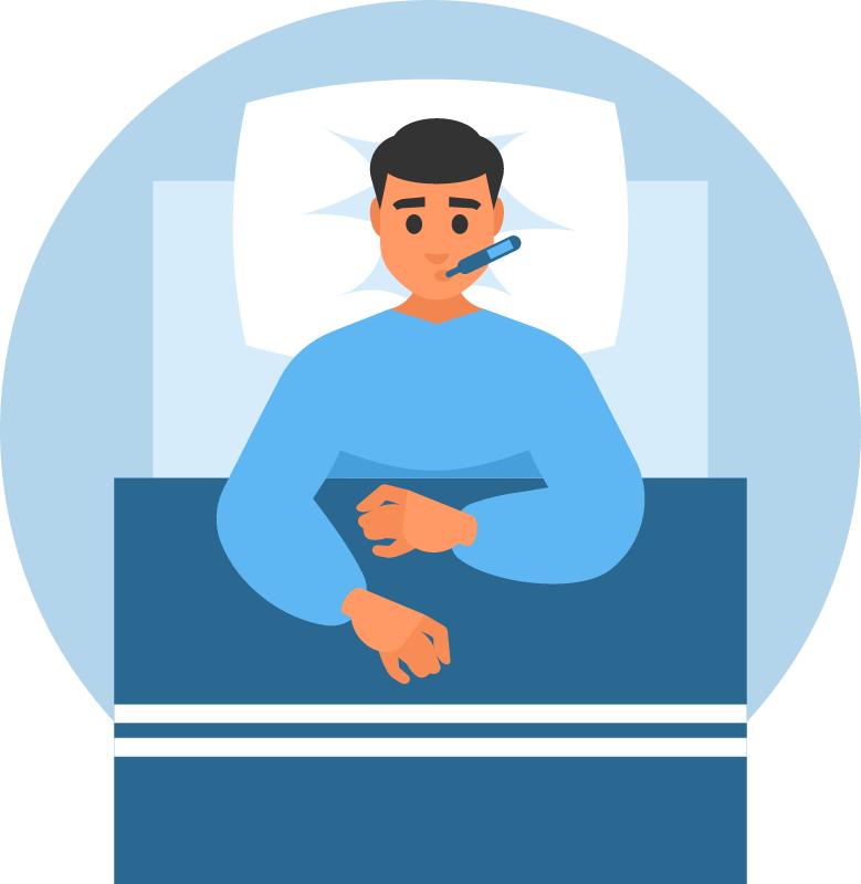 Ill Man Resting in Bed