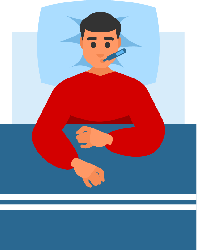 Ill Man Resting in Bed