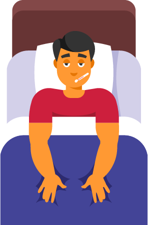 Ill Person Lying in Bed with Fever
