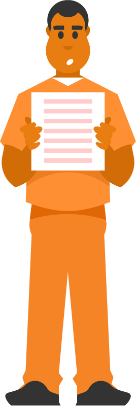 Inmate in Orange Suit Holding Documents