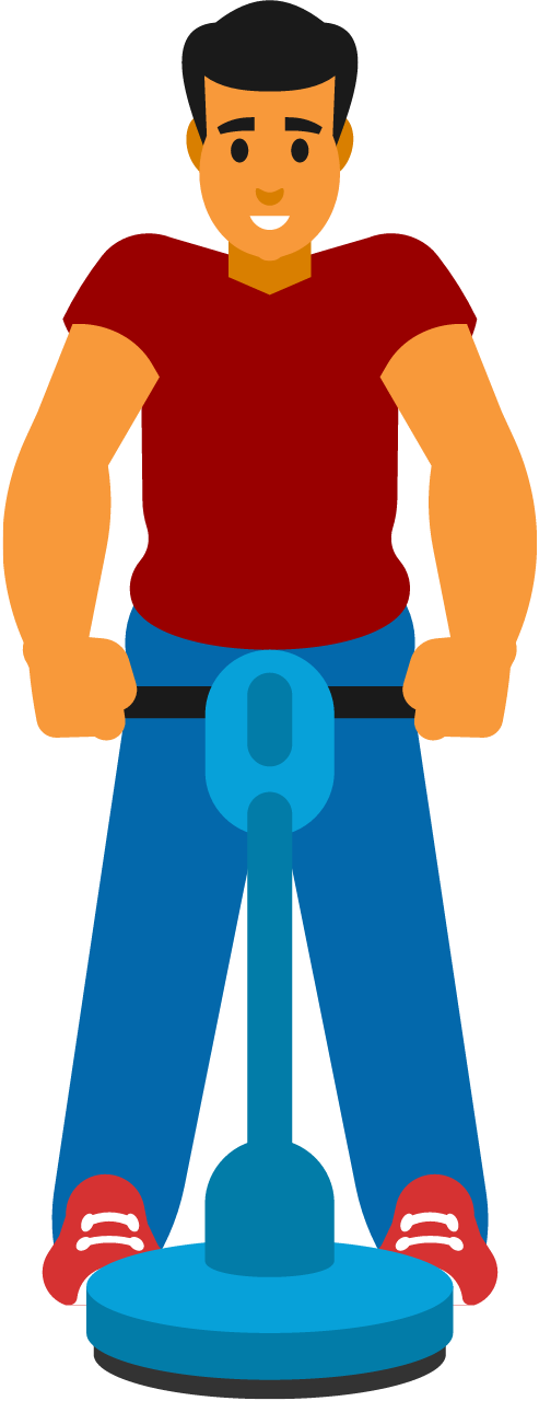 Janitor Operating Vacuum Cleaner