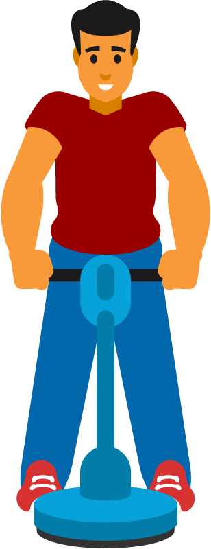 Janitor Operating Vacuum Cleaner