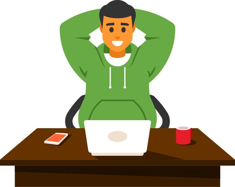 Joyful Freelancer at Workstation