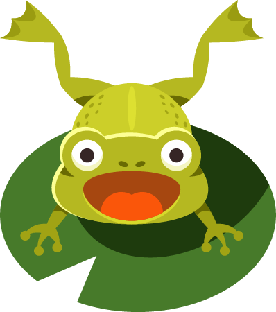 Jumping Frog on Lily Pad in Cute Style