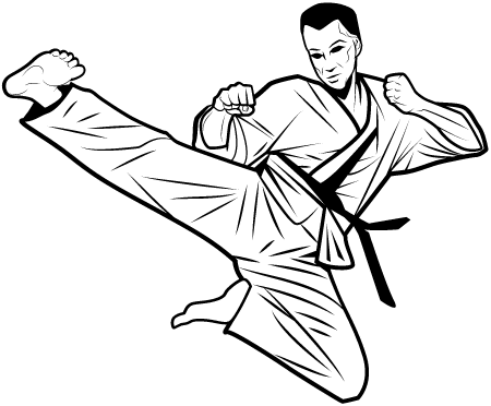 Karate Fighter Delivering High Kick