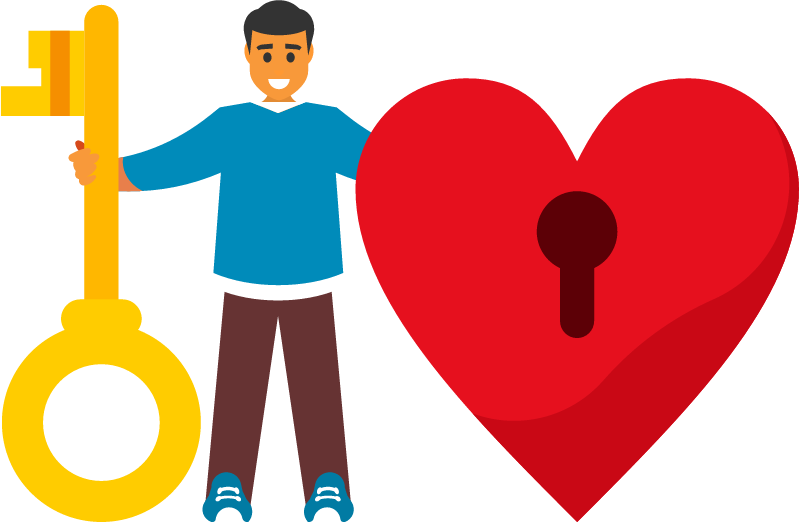 Key to the Heart Depicted with Romantic Symbol