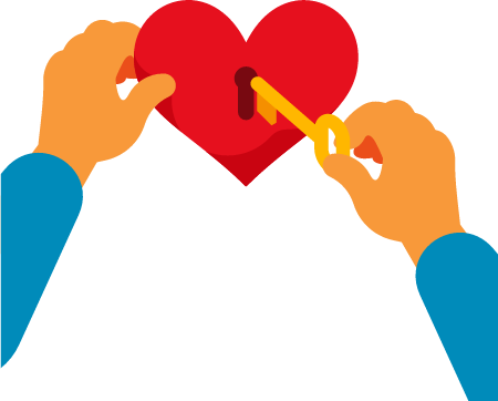 Key Unlocking a Heart Symbol