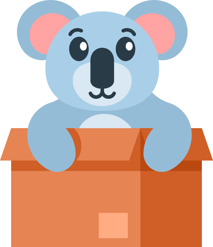 Koala in a Box with Adorable Style