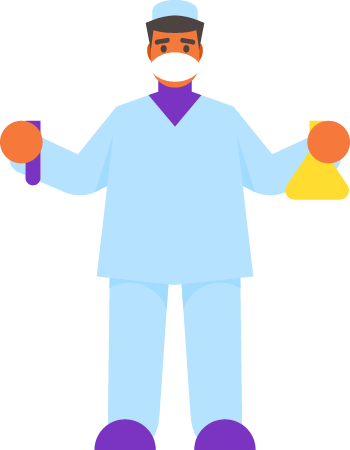 Laboratory Assistant Holding Chemical Flasks