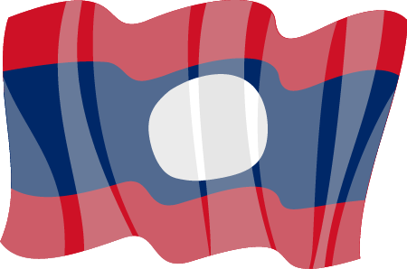 Laotian National Flag Displayed in Motion