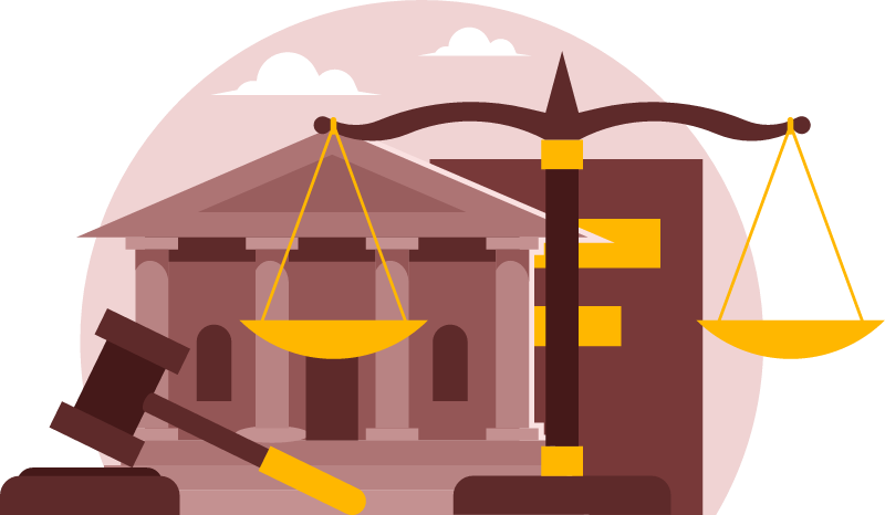 Law and Order Illustrated with Symbols of Justice