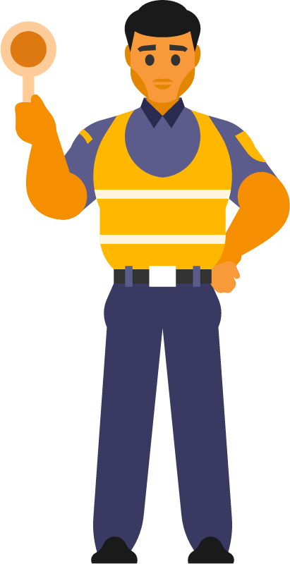 Law Enforcement Officer with Traffic Control Sign