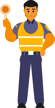 Law Enforcement Officer with Traffic Control Sign
