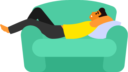 Lazy Guy Relaxing on a Couch Comfortably