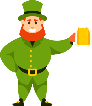 Leprechaun with Mug of Beer in Festive Style
