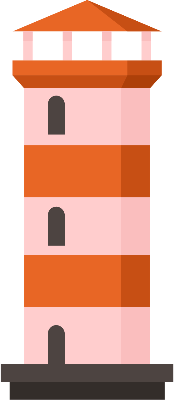 Lighthouse Tower on Coastal Greenery