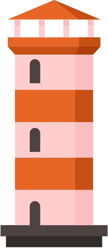 Lighthouse Tower on Coastal Greenery