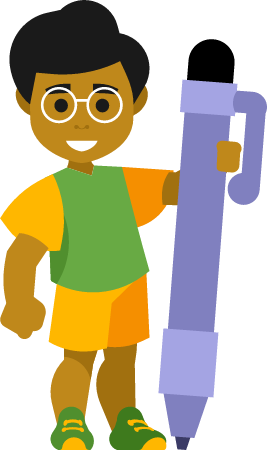 Little Boy Holding a Huge Pen for Writing Fun