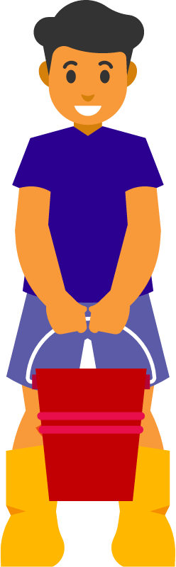 Little Boy with a Bucket for Watering Plants