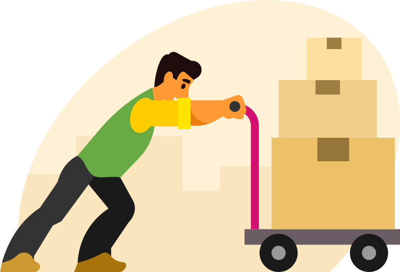 Loader Transporting Boxes for Delivery