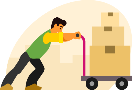 Loader Transporting Boxes for Delivery
