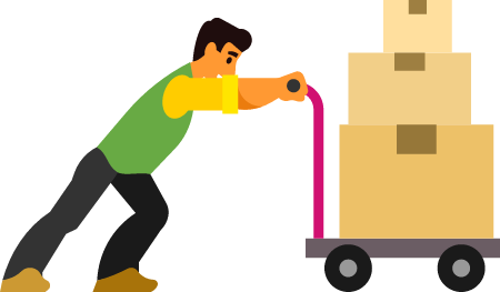 Loader Transporting Boxes for Delivery