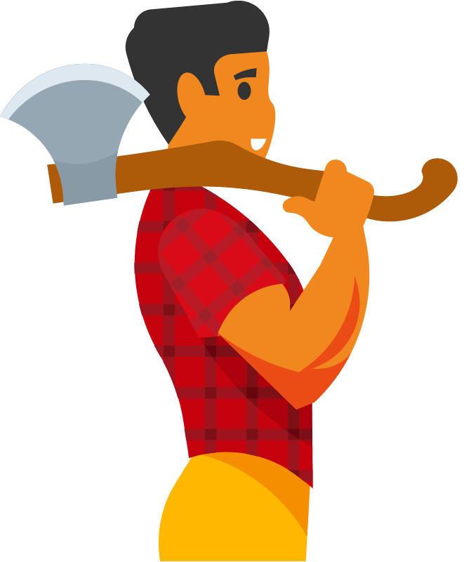 Lumberjack with Axe Ready for Work