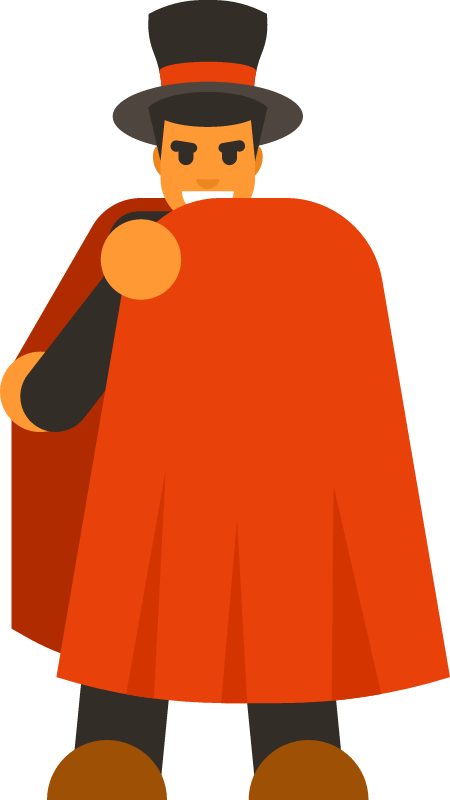 Magician with Red Cape Performing a Show