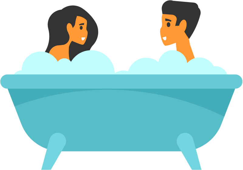 Man and Woman Relaxing in a Bathtub Together