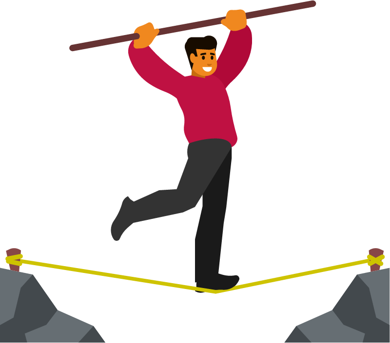 Man Balances on Rope with Precision
