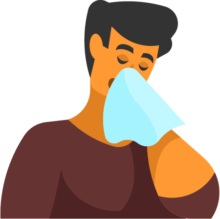 Man Blowing His Nose for Hygiene